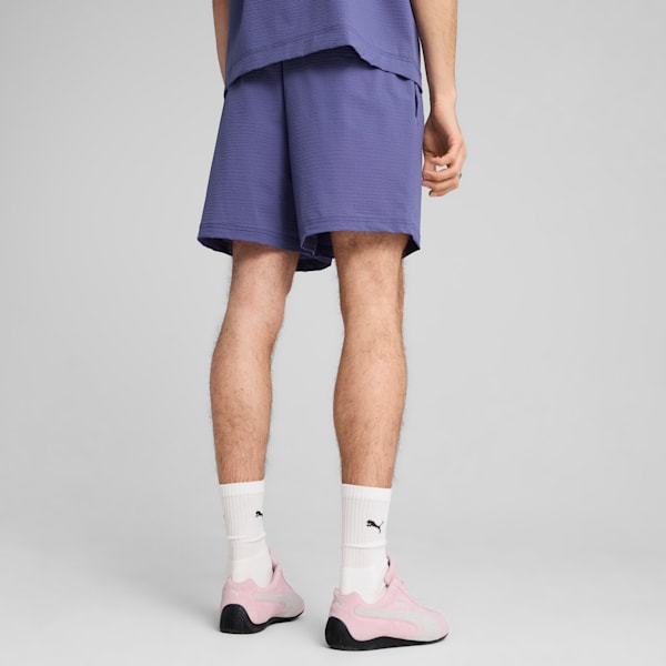 WARDROBE ESSENTIALS Men's Seersucker Relaxed 6" Shorts, Blue Crystal, extralarge